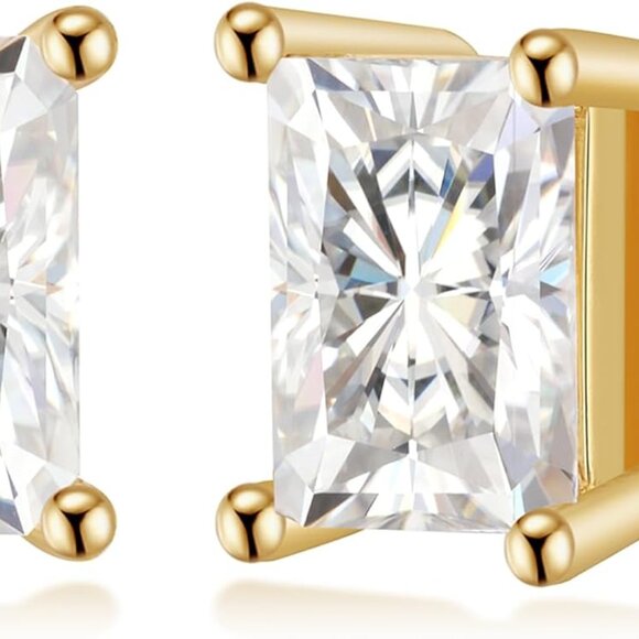 Elegant 18K Gold Plated S925 Sterling Silver Cubic Zirconia Stud Earrings for Wo - Picture 1 of 7